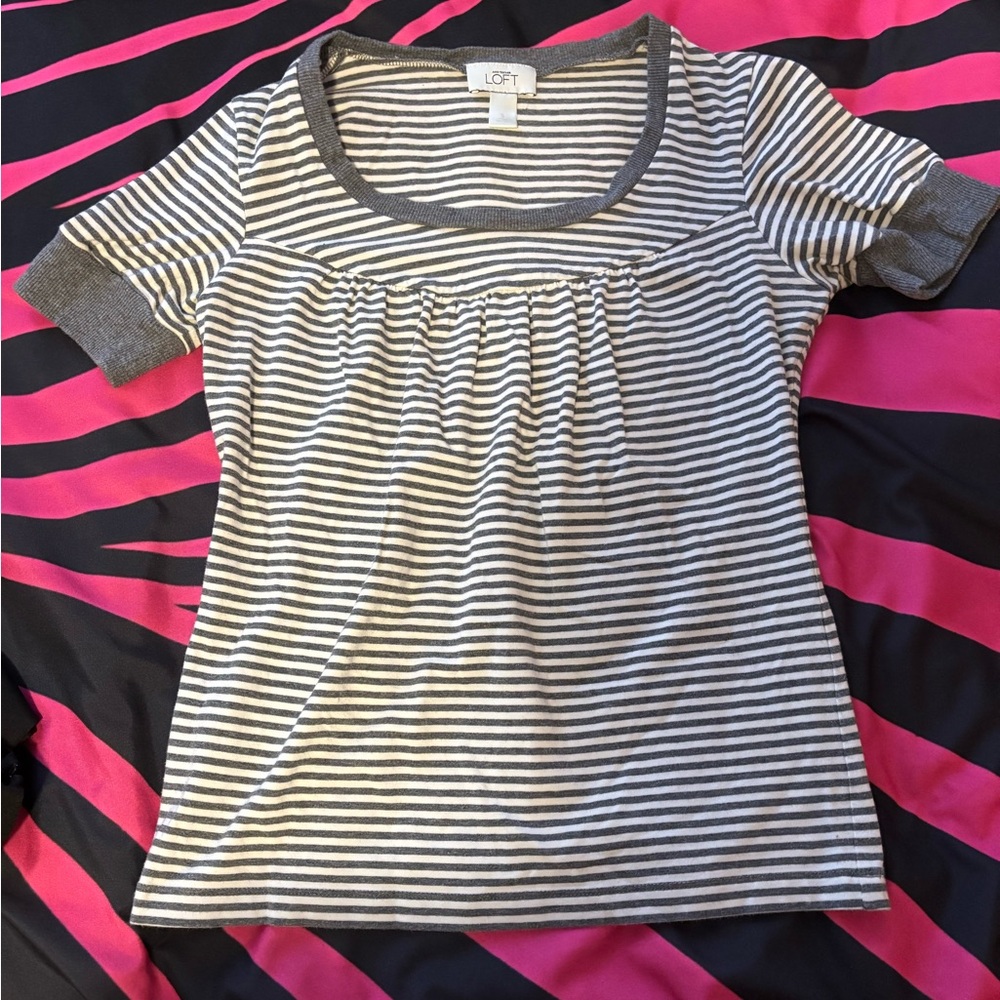 Ann Taylor Loft 2000s striped short sleeve shirt
